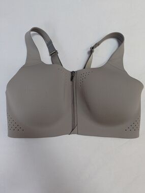 Victoria's Secret Front-Zip Wireless Sports Bra in Taupe Gray 36C